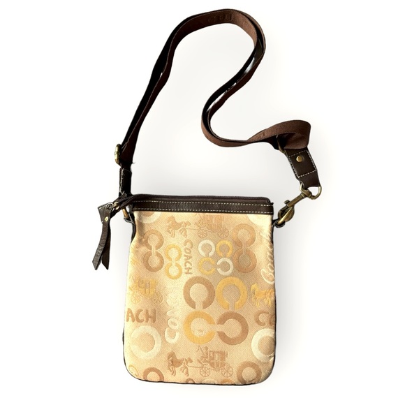 Vintage Coach Crossbody Bag Neutral Colours Leather Accents - Picture 2 of 11
